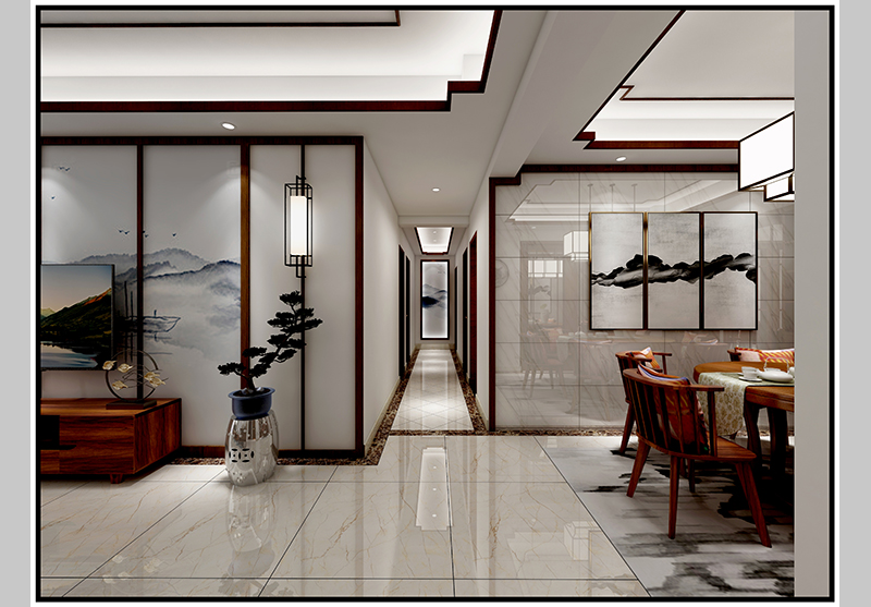 湘潭鳳凰城128平四房兩廳新中式風格裝修效果圖